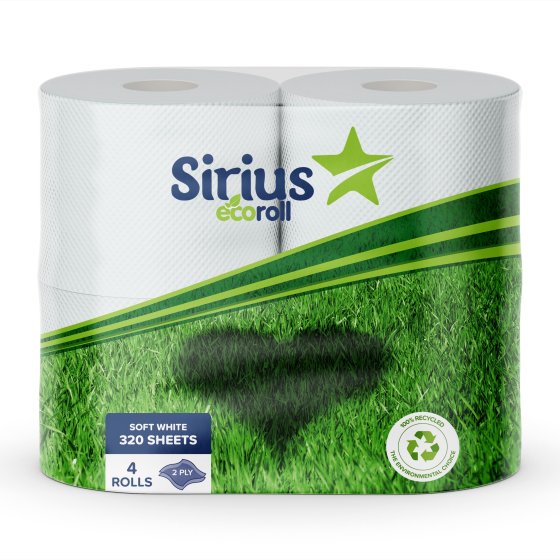 Sirius Eco Roll 4 Pack 2-Ply Toilet Rolls RRP 4.99 CLEARANCE XL 3.99